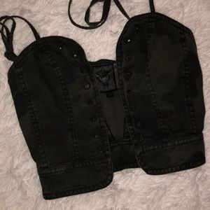 Denim black camo bustier